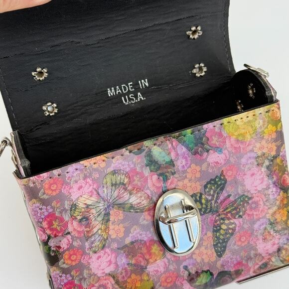 Vtg 90s Holographic Butterfly Box Purse Mini Rare Floral Handbag Made USA Y2K - Picture 8 of 9